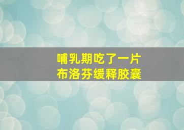 哺乳期吃了一片布洛芬缓释胶囊