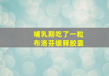 哺乳期吃了一粒布洛芬缓释胶囊