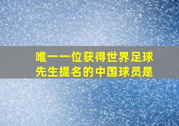 唯一一位获得世界足球先生提名的中国球员是