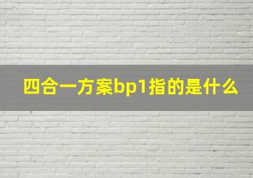 四合一方案bp1指的是什么