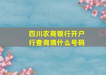 四川农商银行开户行查询填什么号码