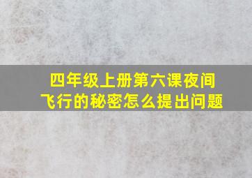 四年级上册第六课夜间飞行的秘密怎么提出问题