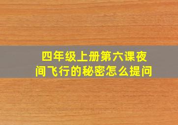 四年级上册第六课夜间飞行的秘密怎么提问