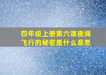 四年级上册第六课夜间飞行的秘密是什么意思