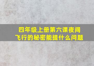 四年级上册第六课夜间飞行的秘密能提什么问题