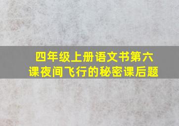 四年级上册语文书第六课夜间飞行的秘密课后题