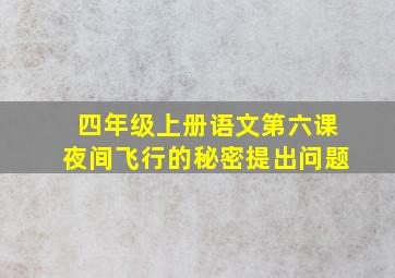 四年级上册语文第六课夜间飞行的秘密提出问题