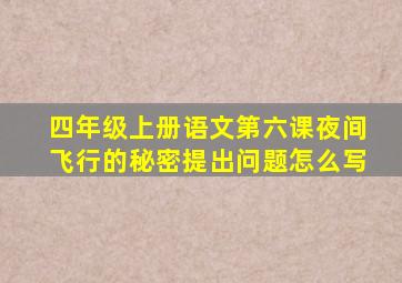 四年级上册语文第六课夜间飞行的秘密提出问题怎么写