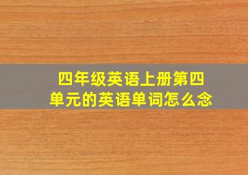 四年级英语上册第四单元的英语单词怎么念