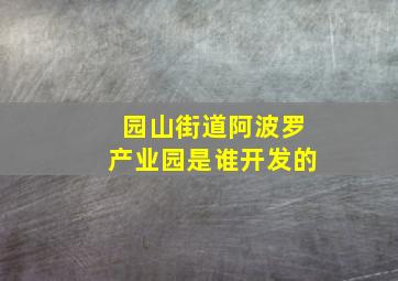 园山街道阿波罗产业园是谁开发的