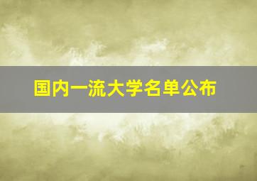 国内一流大学名单公布