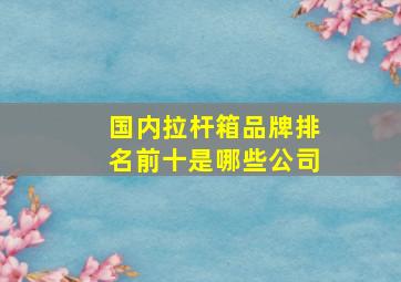 国内拉杆箱品牌排名前十是哪些公司