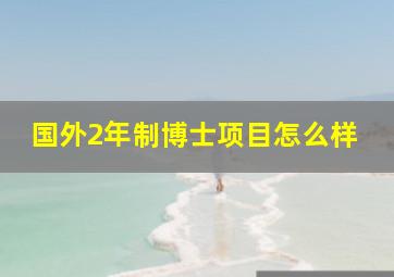 国外2年制博士项目怎么样