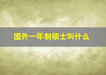 国外一年制硕士叫什么