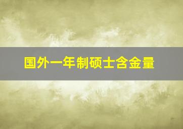 国外一年制硕士含金量