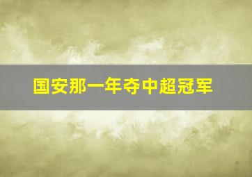 国安那一年夺中超冠军