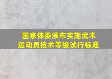 国家体委颁布实施武术运动员技术等级试行标准