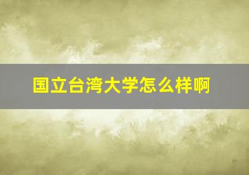 国立台湾大学怎么样啊