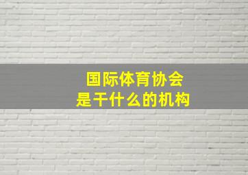 国际体育协会是干什么的机构