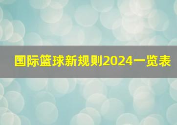 国际篮球新规则2024一览表