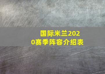 国际米兰2020赛季阵容介绍表