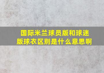 国际米兰球员版和球迷版球衣区别是什么意思啊