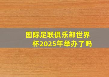 国际足联俱乐部世界杯2025年举办了吗