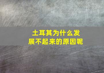 土耳其为什么发展不起来的原因呢