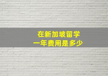 在新加坡留学一年费用是多少