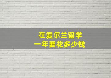 在爱尔兰留学一年要花多少钱