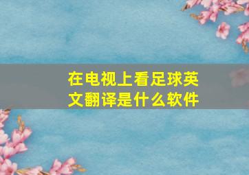 在电视上看足球英文翻译是什么软件