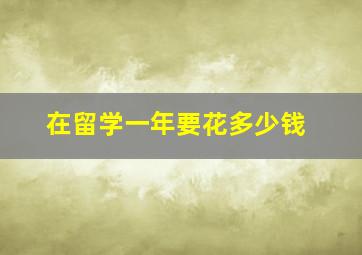 在留学一年要花多少钱