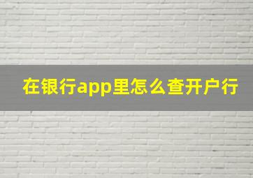 在银行app里怎么查开户行