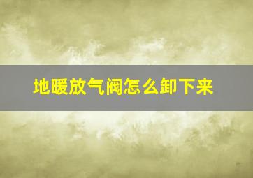 地暖放气阀怎么卸下来