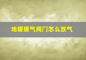 地暖暖气阀门怎么放气