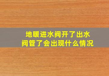 地暖进水阀开了出水阀管了会出现什么情况