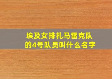 埃及女排扎马雷克队的4号队员叫什么名字