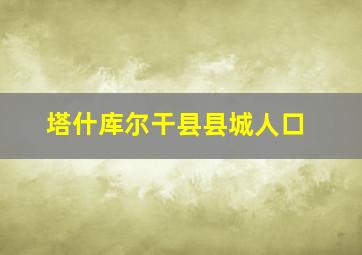 塔什库尔干县县城人口