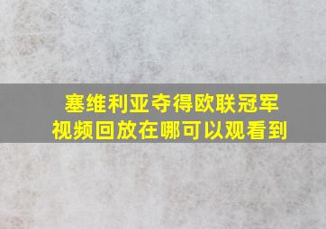 塞维利亚夺得欧联冠军视频回放在哪可以观看到