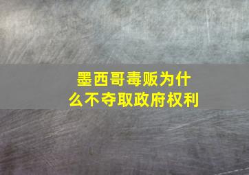 墨西哥毒贩为什么不夺取政府权利