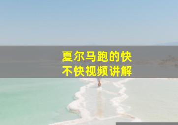 夏尔马跑的快不快视频讲解