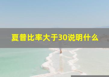 夏普比率大于30说明什么