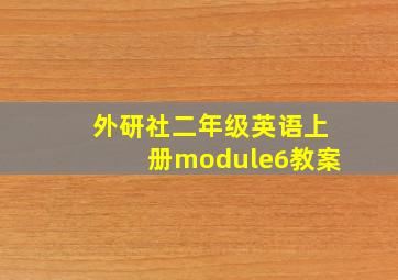 外研社二年级英语上册module6教案