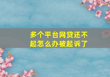 多个平台网贷还不起怎么办被起诉了