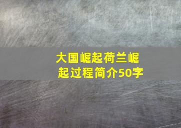 大国崛起荷兰崛起过程简介50字