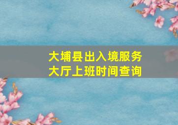 大埔县出入境服务大厅上班时间查询