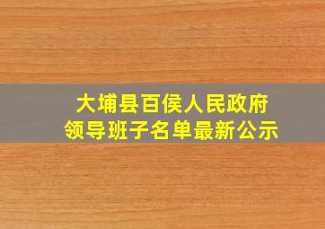 大埔县百侯人民政府领导班子名单最新公示