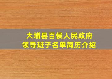 大埔县百侯人民政府领导班子名单简历介绍