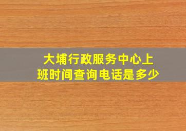 大埔行政服务中心上班时间查询电话是多少