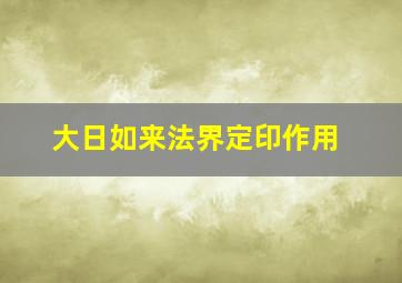 大日如来法界定印作用